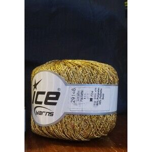 NEW ICE YARN 1Skein Metallic Paillette Gold w sequins Gold 20% polyester 80% 50g